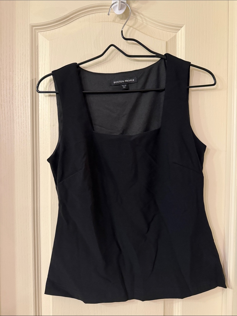 Boston Proper Black Square Neck Tank Top